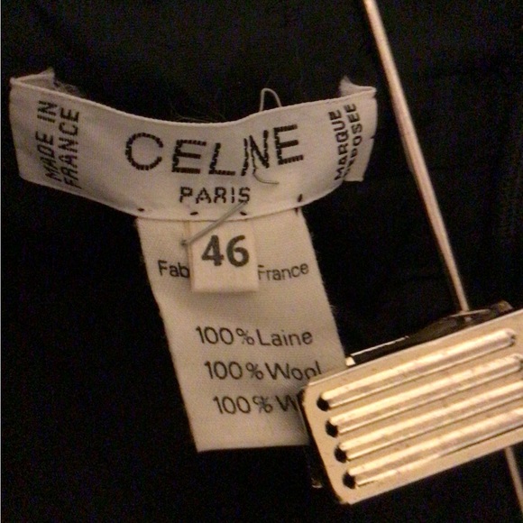 CELINE PARIS WOOL SKIRT WITH LEATHER ACCENT SZ 46 # wool - Picture 10 of 11